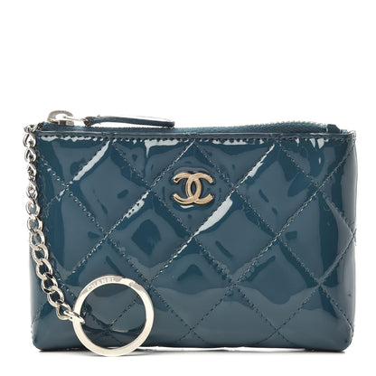 Chanel Patent Quilted Key Pouch Blue 1 of 7