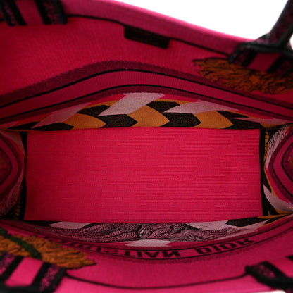 Christian Dior Canvas Embroidered Large Zoom Pop Toile de Jouy Book Tote Fuchsia Multicolor 6 of 11
