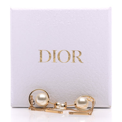 Christian Dior Pearl Tribales Dangle Chain Earrings Gold 6 of 6