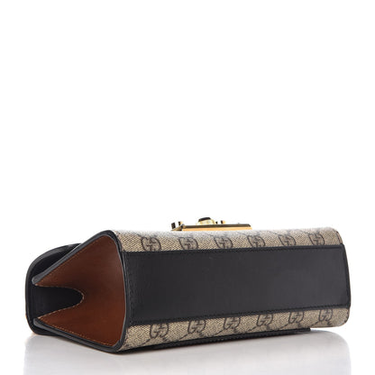 Gucci GG Supreme Monogram Calfskin Small Padlock Shoulder Bag Beige Black Cuir 4 of 11