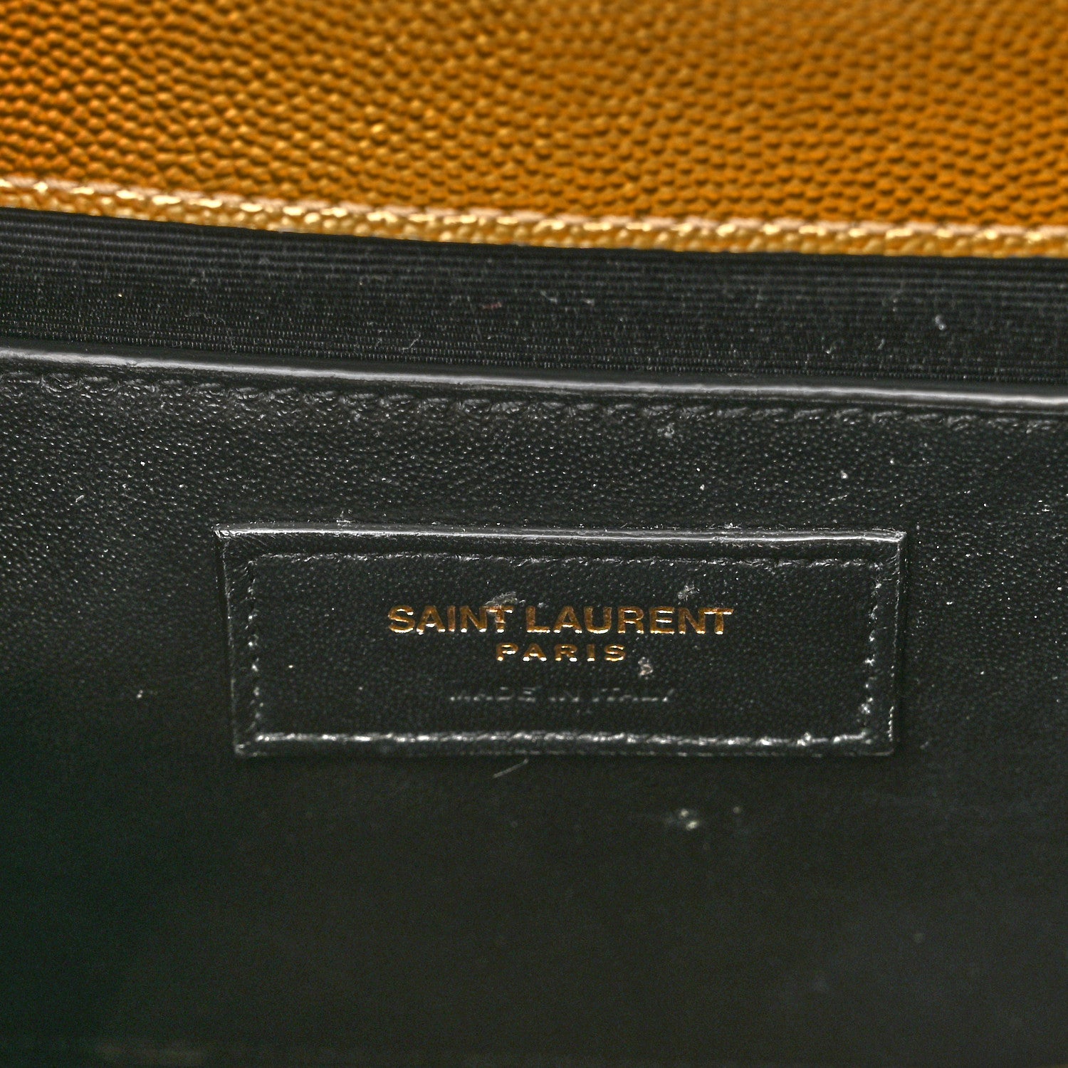 Saint Laurent Metallic Grain De Poudre Textured Mixed Matelasse Triquilt Medium Monogram Satchel Gold 6 of 9