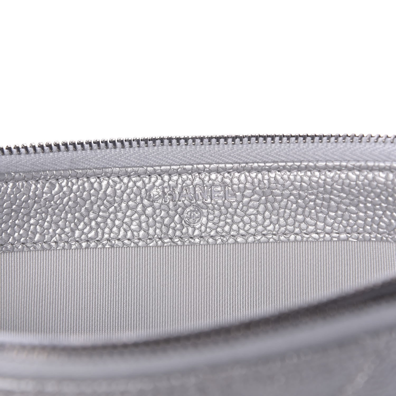 Chanel Metallic Caviar Quilted Small Clutch With Chain Silver 5 of 11