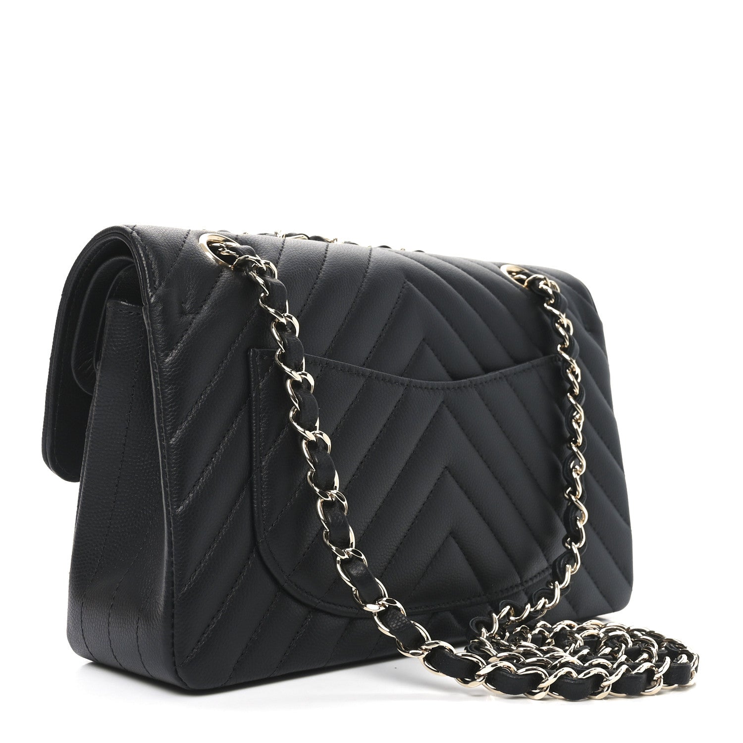 Chanel Caviar Chevron Quilted Small Double Flap Black 4 of 21