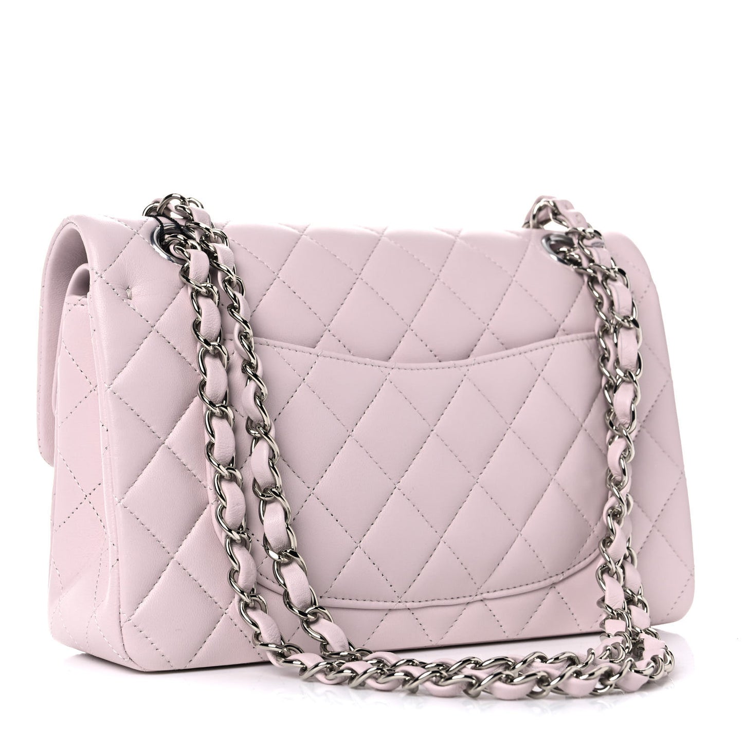 Lambskin Quilted Small Double Flap Light Purple
