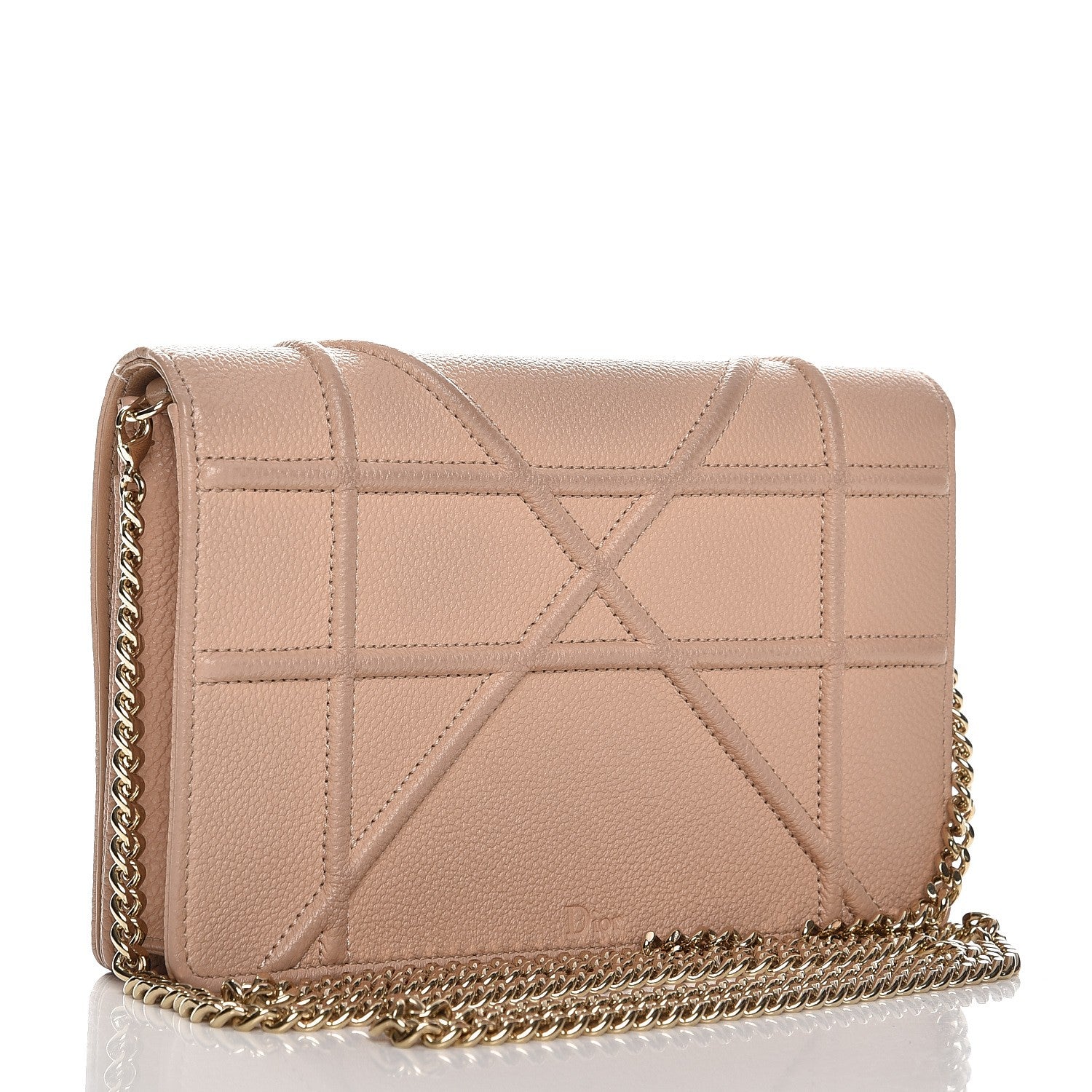 Christian Dior Grained Calfskin Diorama Wallet on Chain Pouch Nude 3 of 9