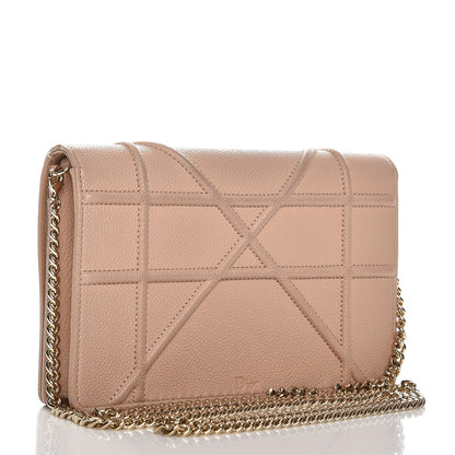 Christian Dior Grained Calfskin Diorama Wallet on Chain Pouch Nude 3 of 9