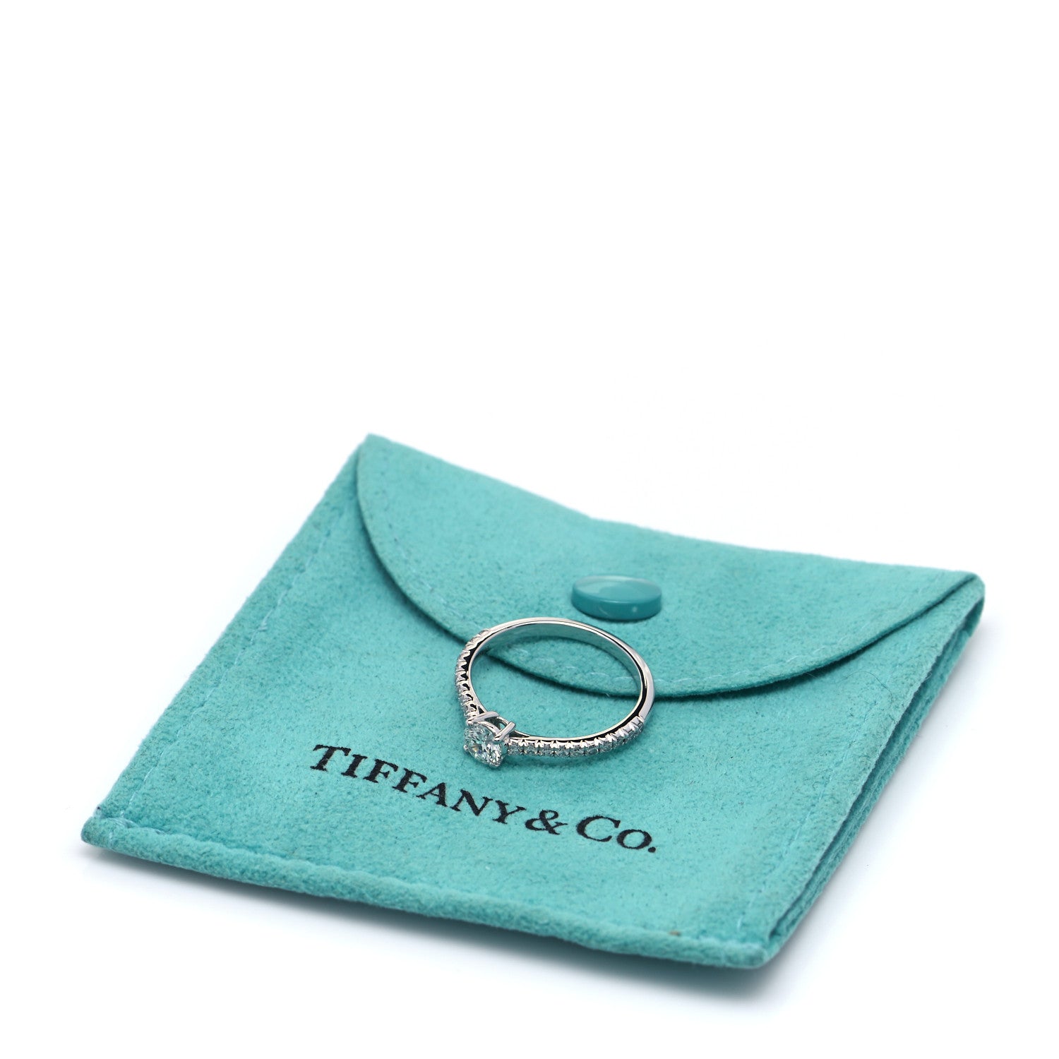 Tiffany Platinum Diamond .31ct Novo Engagement Ring 50 5.5 7 of 7