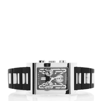 Bulgari Stainless Steel Rubber 29mm Rettangolo Chronograph Quartz Watch Black 3 of 5