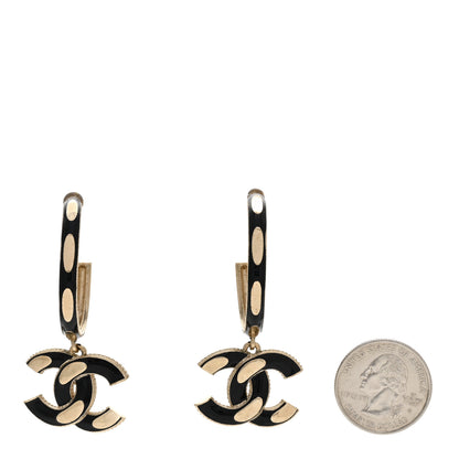 Chanel Enamel CC Drop Earrings Black Gold 2 of 4
