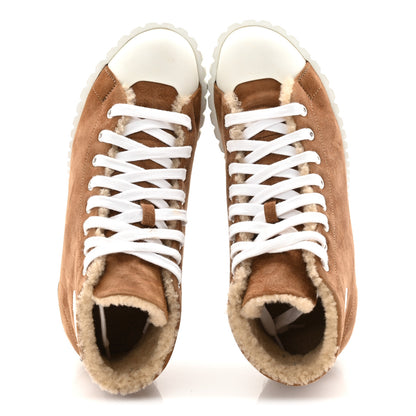 Hermes Woolskin Womens Climb Sneakers 37.5 Brun Fume 2 of 9