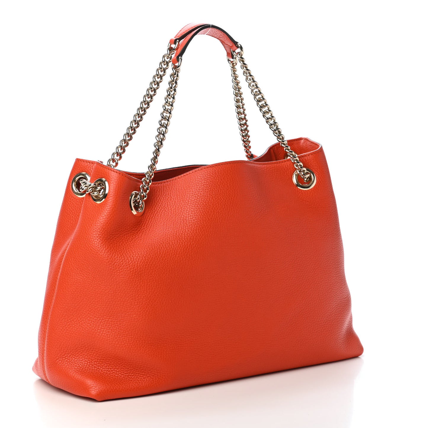 Pebbled Calfskin Medium Soho Chain Shoulder Bag Sun Orange