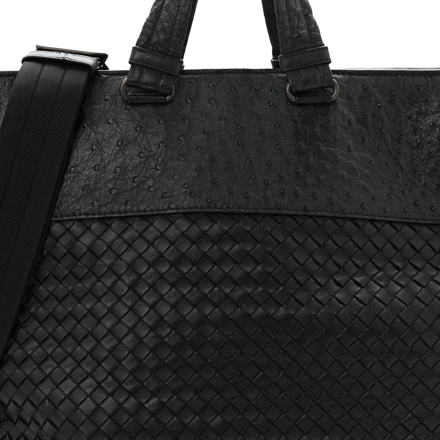 Ostrich Nappa Intrecciato Tote Black