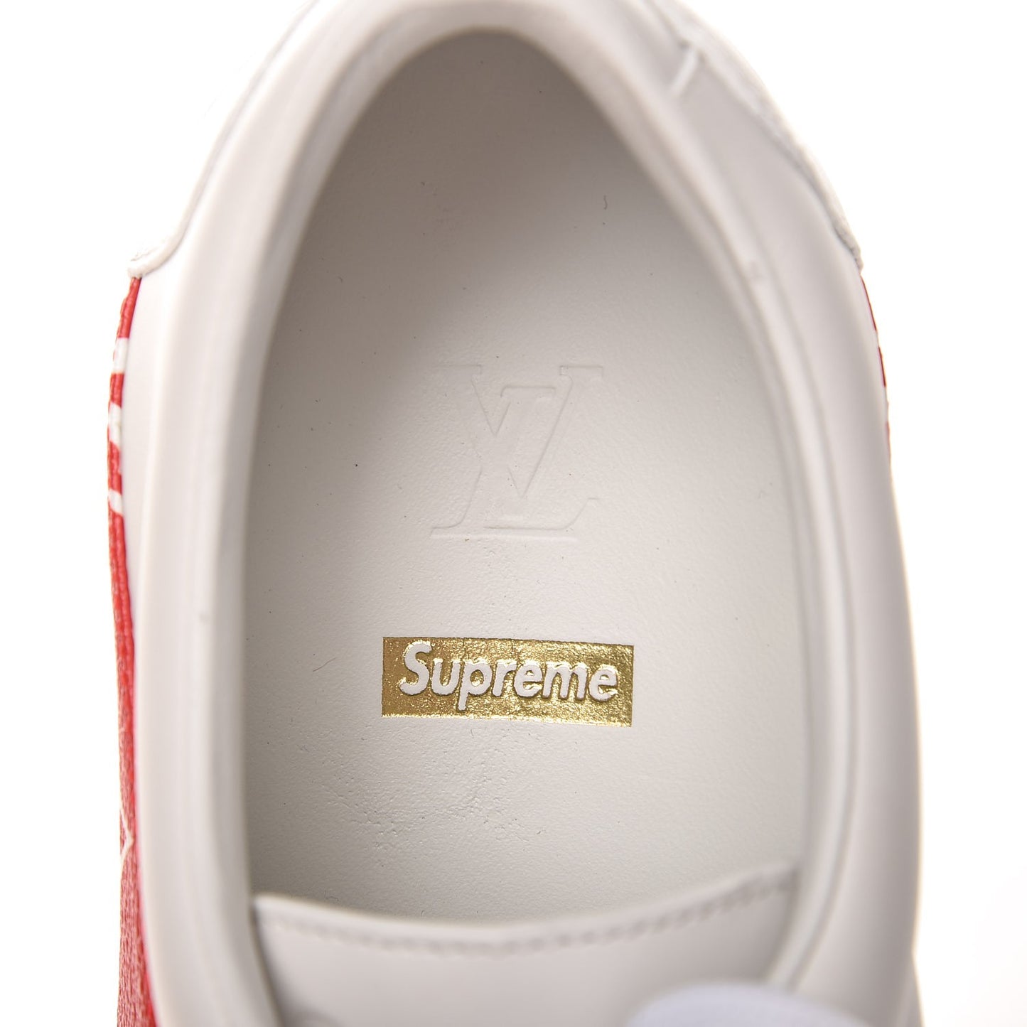 X SUPREME Calfskin Monogram Sneakers 6 White Red