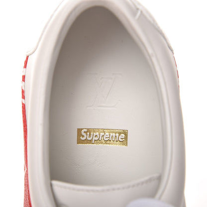 Louis Vuitton X SUPREME Calfskin Monogram Sneakers 6 White Red 7 of 10