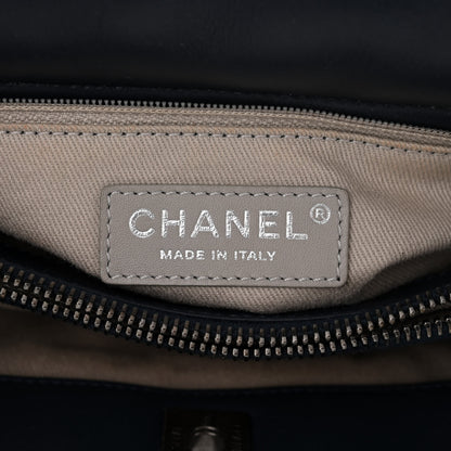 Chanel Calfskin Tweed Quilted Small Tote Navy Multicolor 6 of 12