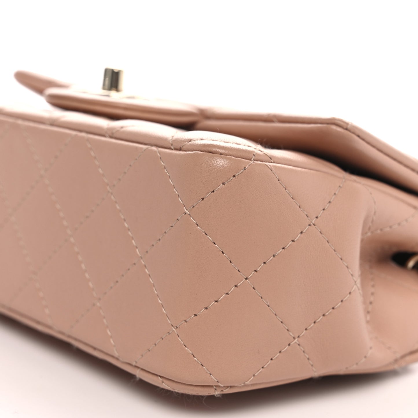 Lambskin Quilted Mini Rectangular Flap Beige