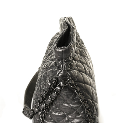Chanel Metallic Calfskin Quilted Medium Chain Me Hobo Dark Silver 14 of 15