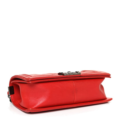 Chanel Calfskin Quilted Double Stitch Medium Boy Flap Red 4 of 12