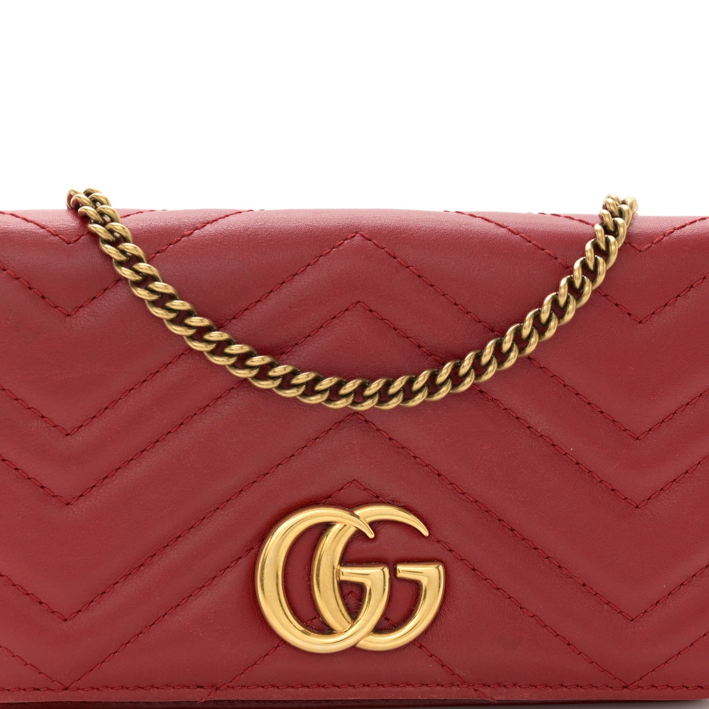 Calfskin Matelasse GG Marmont Mini Bag Hibiscus Red