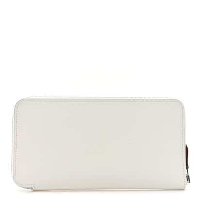 Hermes Evercolor Barenia Silk'In Wallet New White Capucine Bleu Zephyr 1 of 8