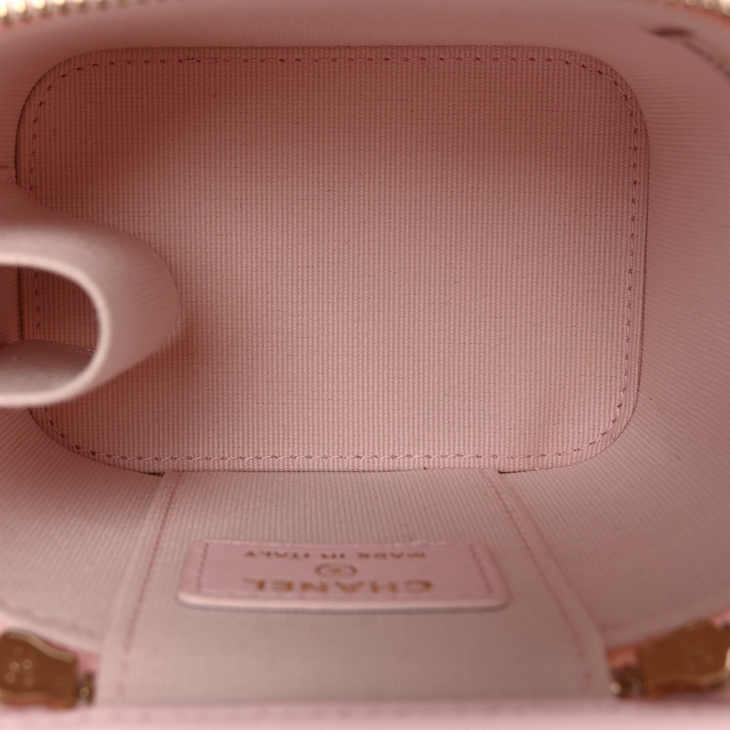 Lambskin Quilted Mini Vanity Case With Pearl Chain  Light Pink