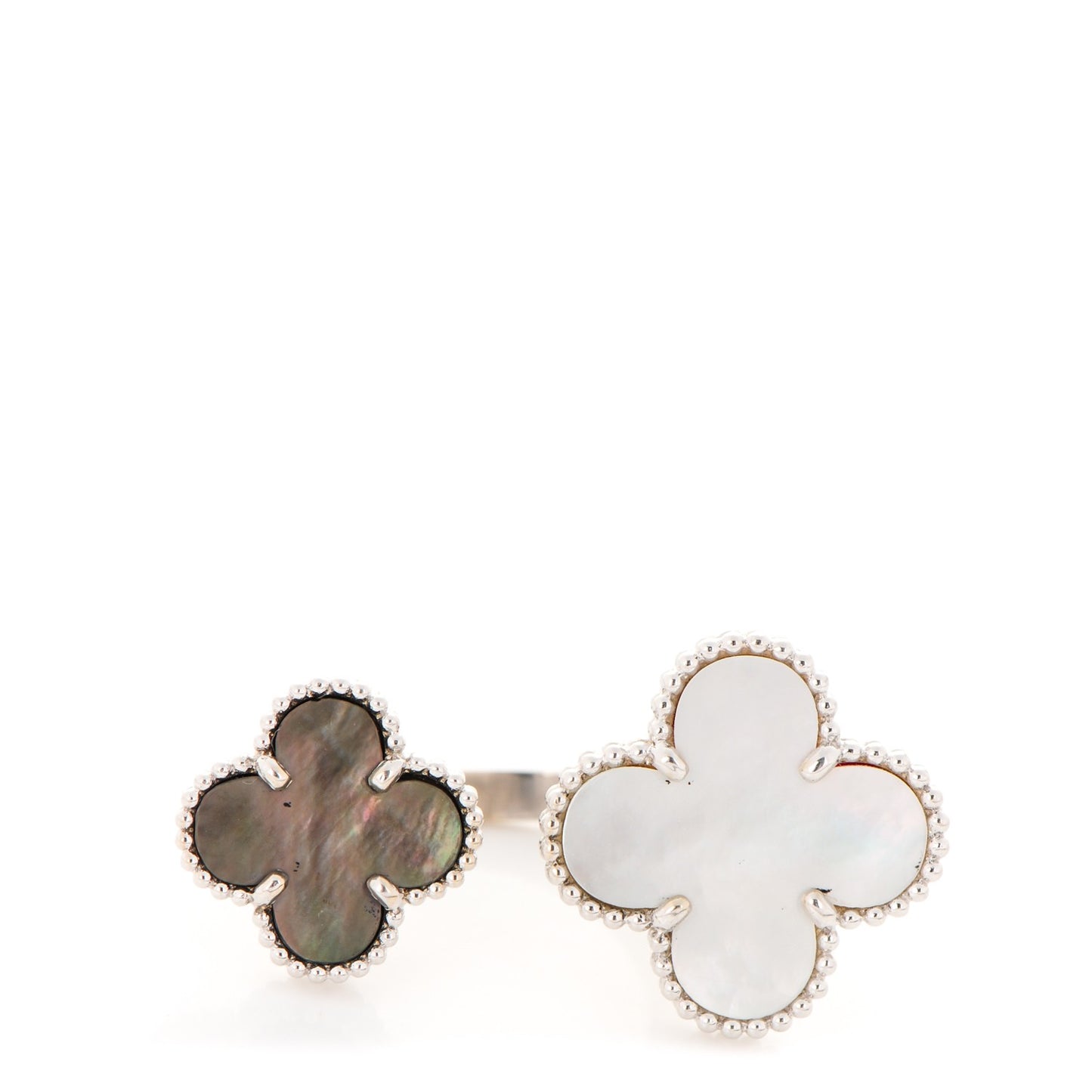 18K White Gold Mother of Pearl Magic Alhambra Between the Finger Ring 53 6.5
