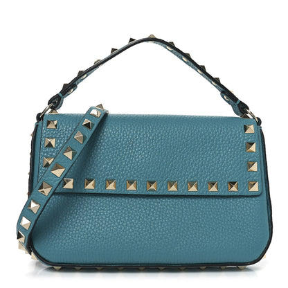 Valentino Garavani Grainy Calfskin Rockstud Crossbody Pouch Ultra Marine Green 1 of 9