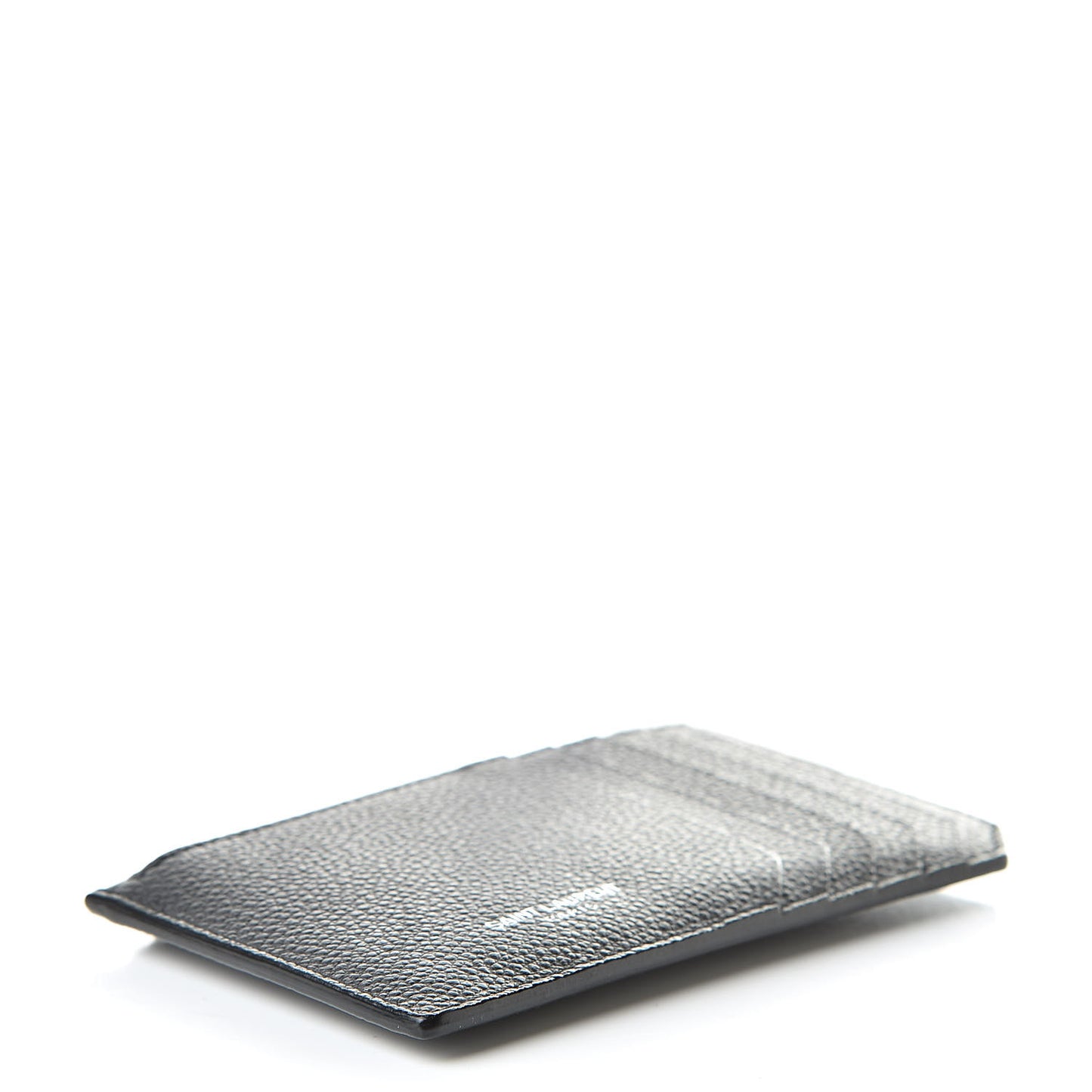 Grained Calfskin 5 Fragments Zip Pouch Card Holder Black