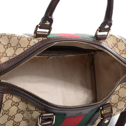 Gucci Monogram Selleria Calfskin Vintage Web Medium Boston Beige Ebony Cocoa 6 of 8