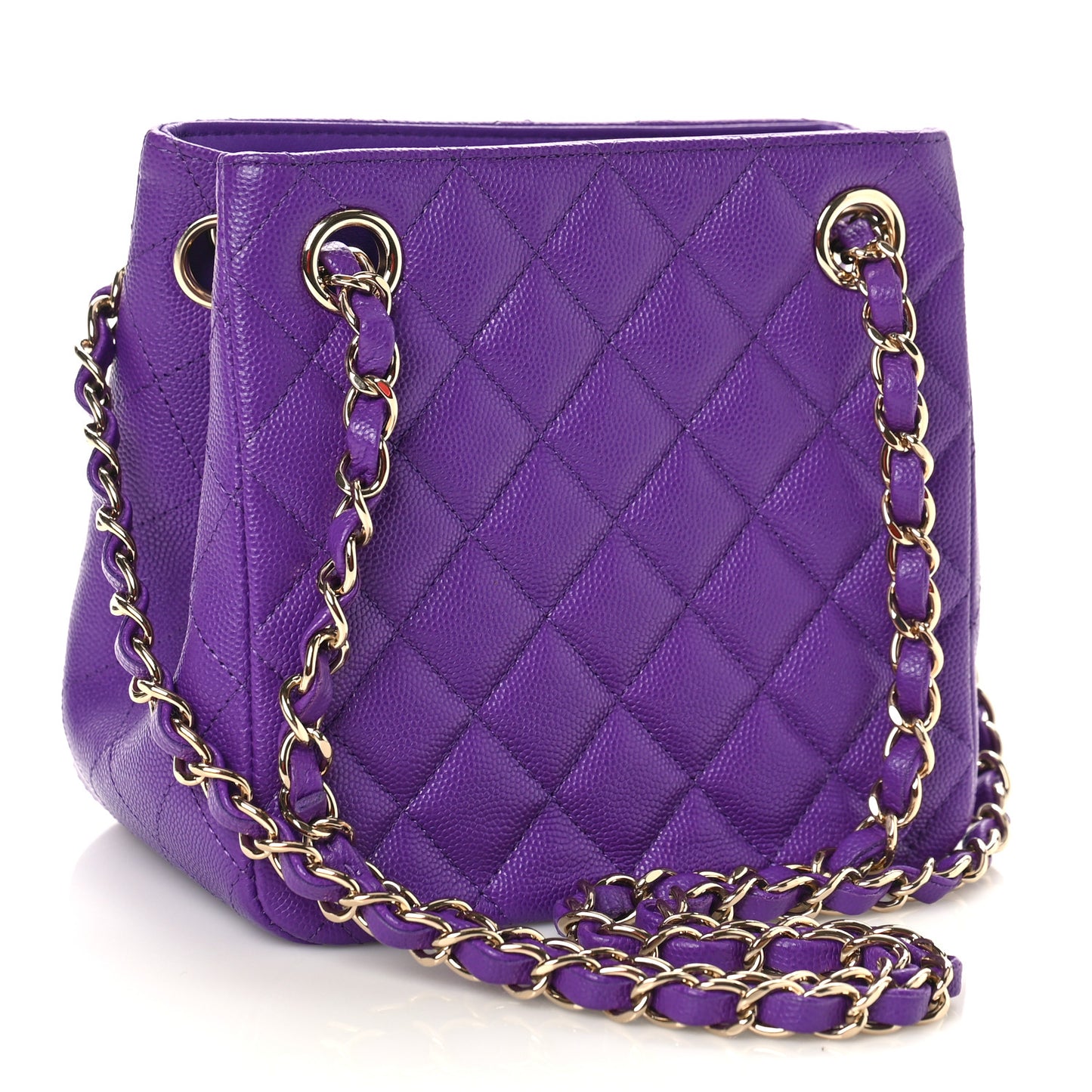 Caviar Quilted Mini Bucket Bag Purple
