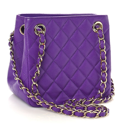 Chanel Caviar Quilted Mini Bucket Bag Purple 3 of 8