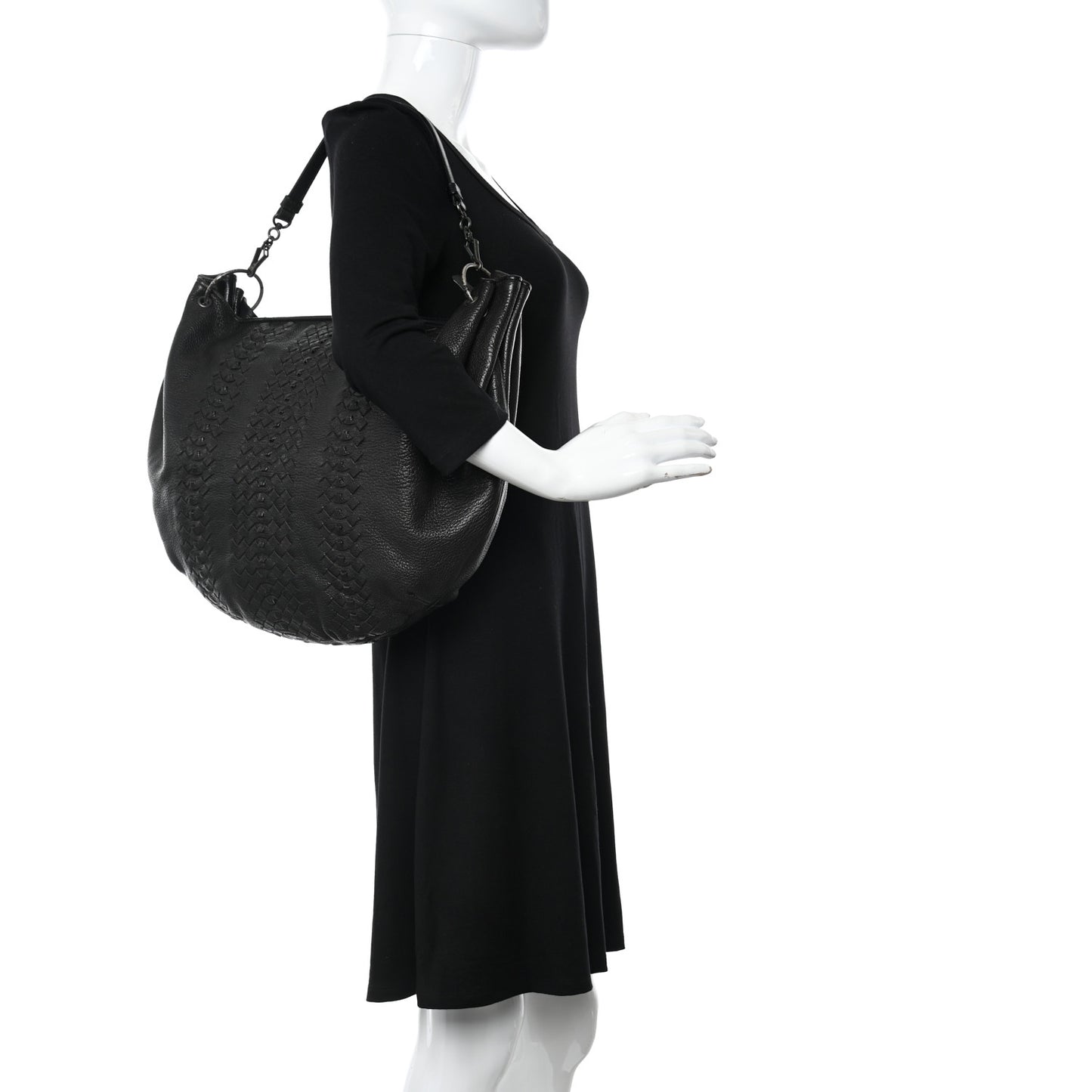 Cervo Deerskin Woven Hobo Black
