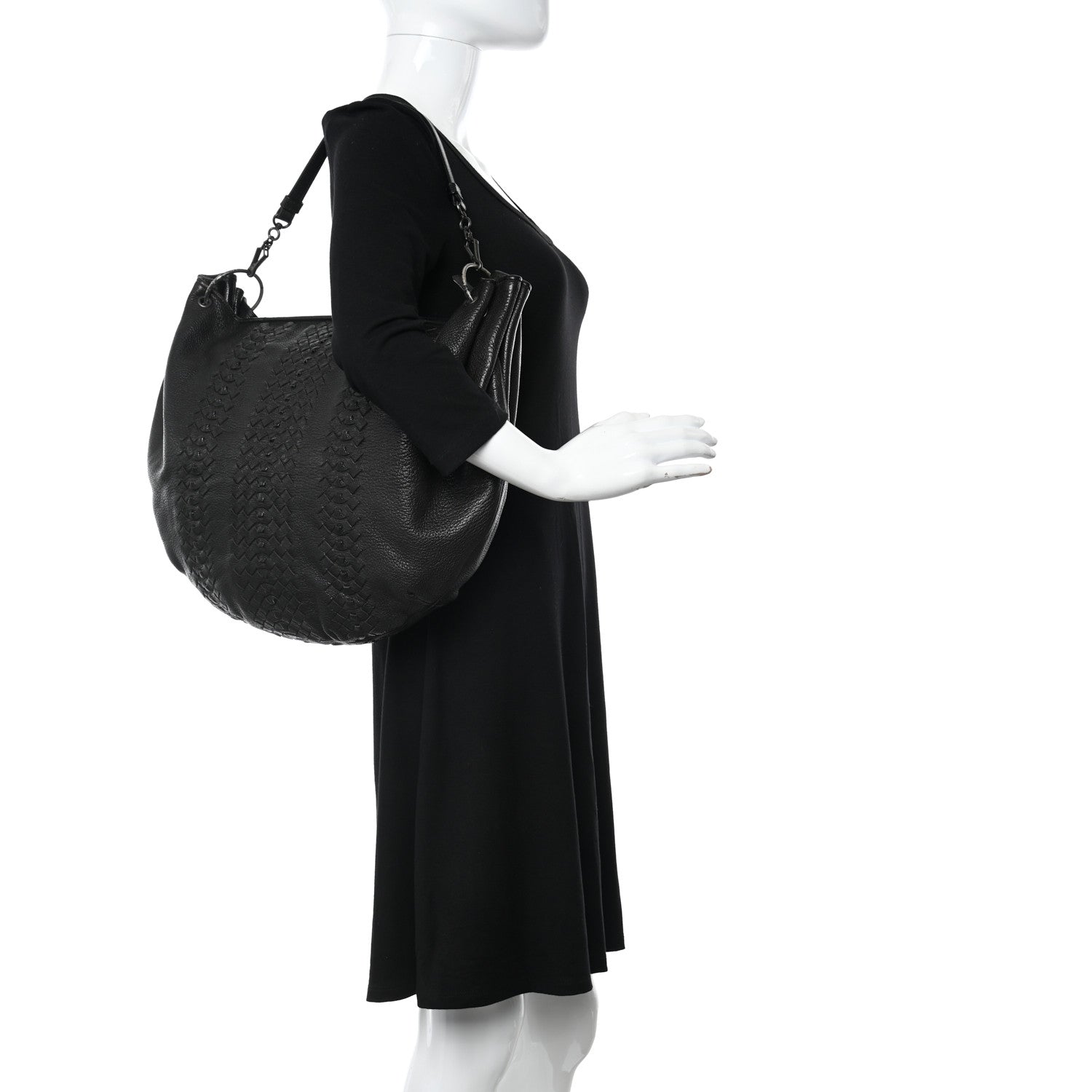 Bottega Veneta Cervo Deerskin Woven Hobo Black 2 of 11