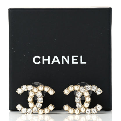 Chanel Crystal Pearl CC Dazzling Domino Earrings Gold 5 of 5