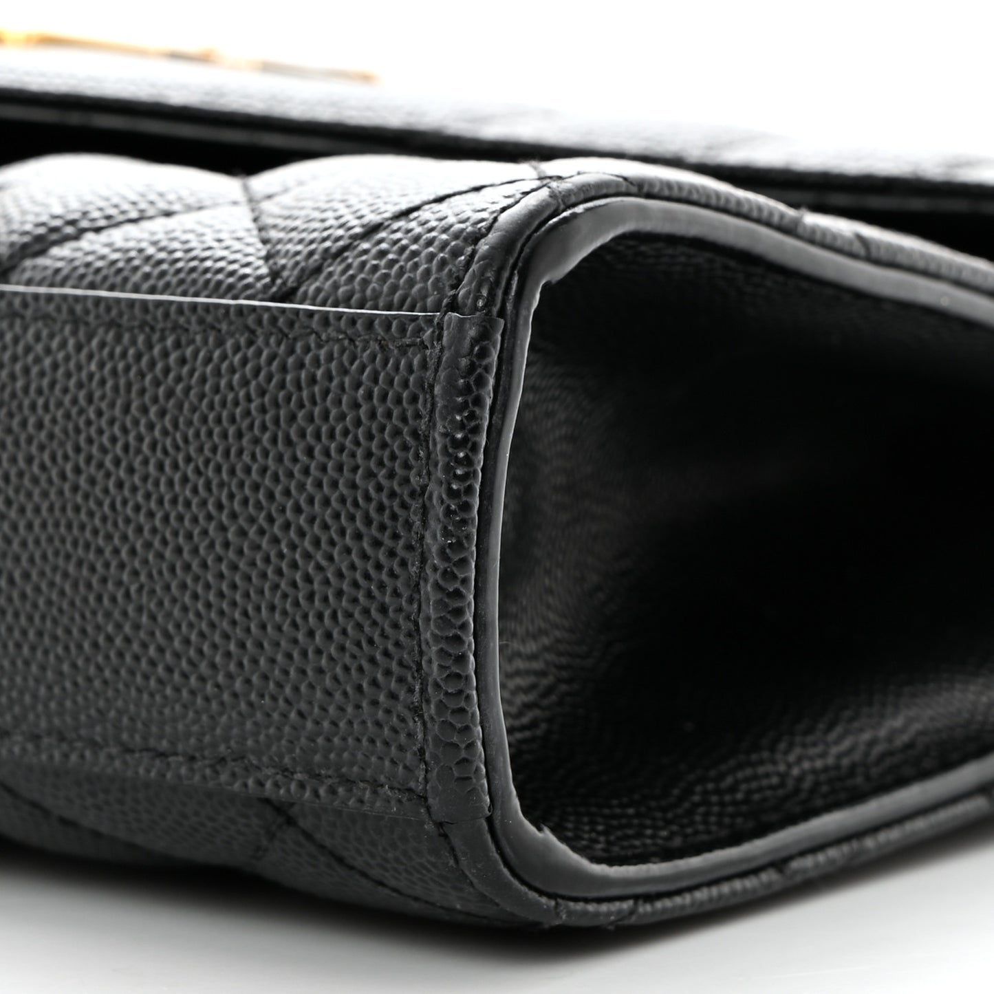 Grain De Poudre Textured Mixed Matelasse Triquilt Small Monogram Satchel Black