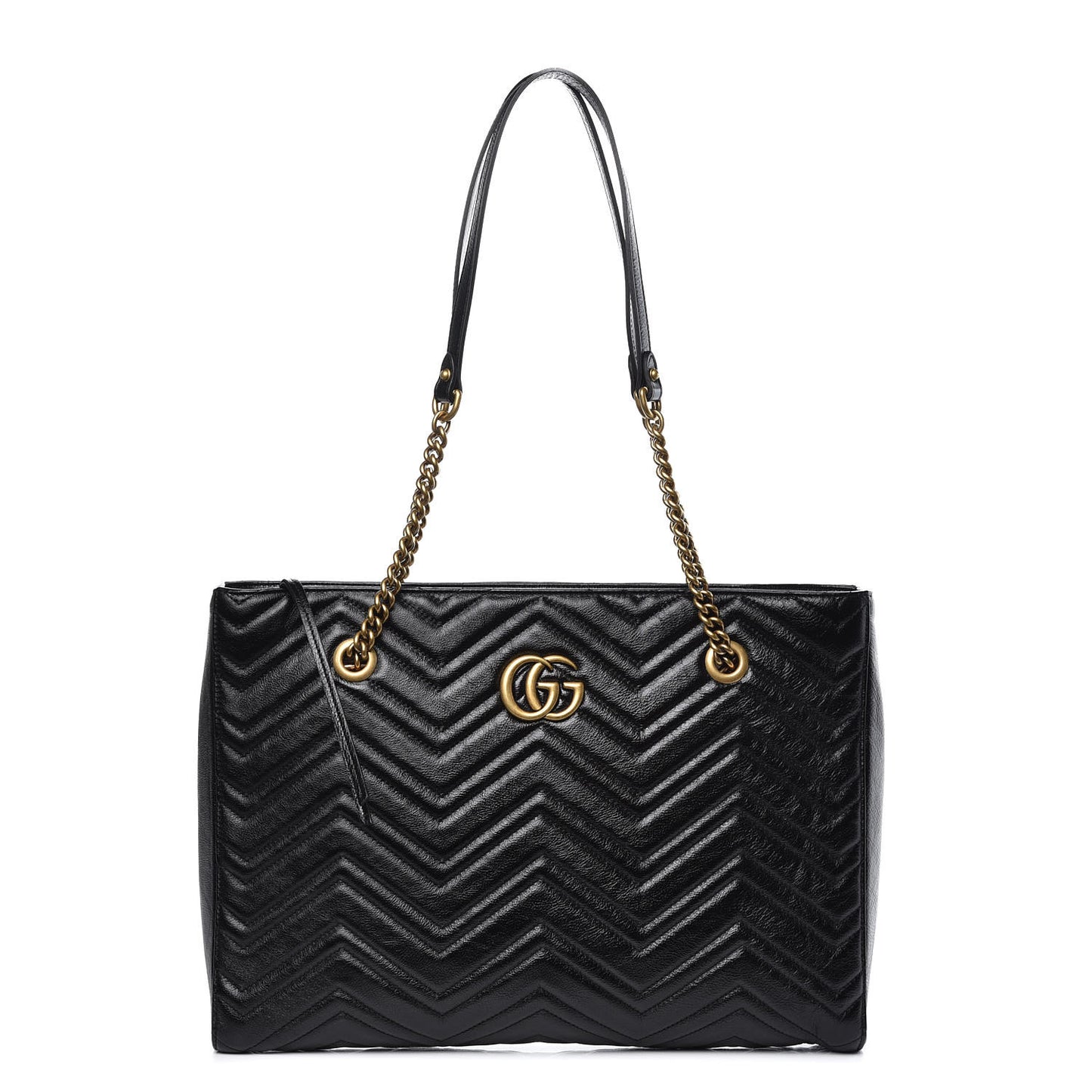 Vintage Calfskin Matelasse Medium GG Marmont Slim Tote Black