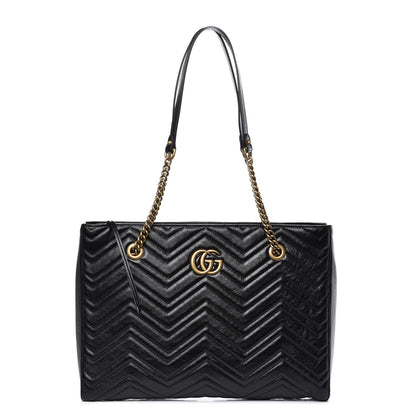 Gucci Vintage Calfskin Matelasse Medium GG Marmont Slim Tote Black 1 of 9