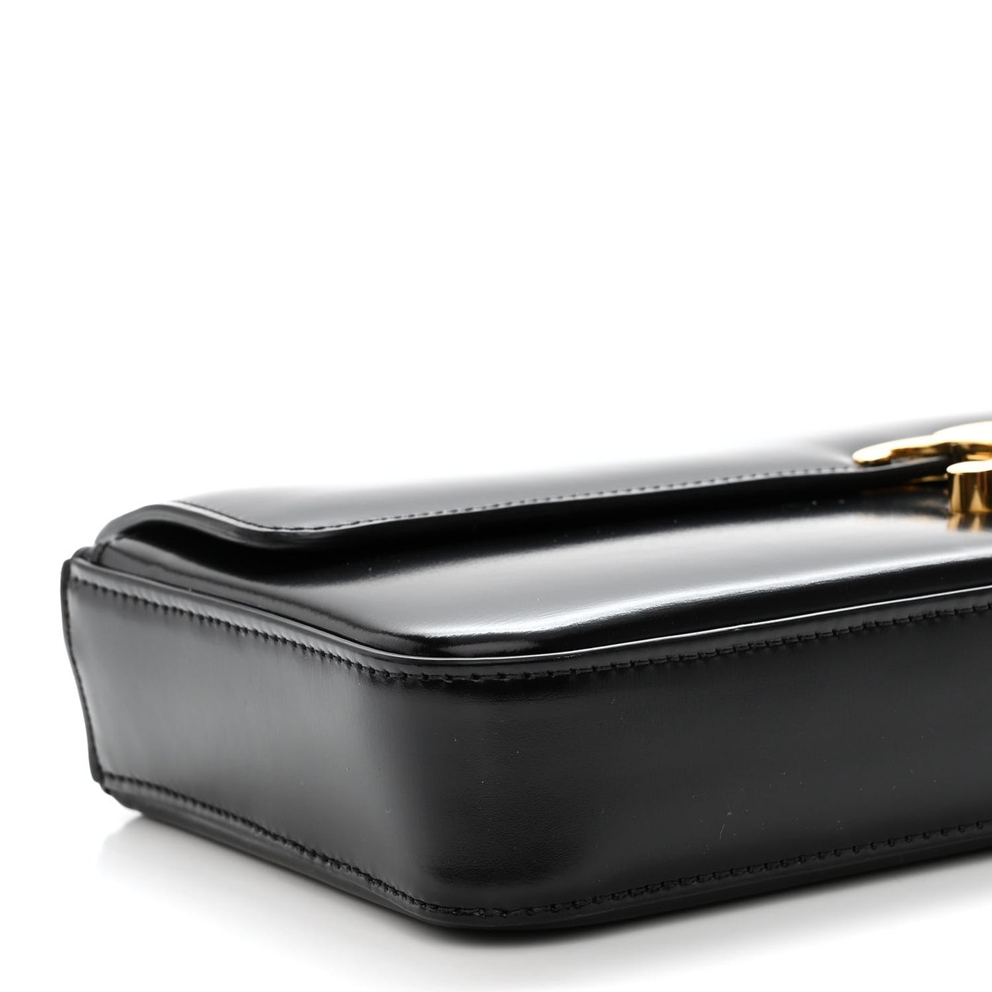 Shiny Calfskin Triomphe Chain Bag Black
