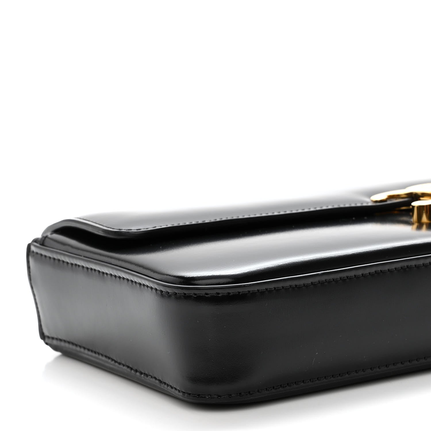 Celine Shiny Calfskin Triomphe Chain Bag Black 8 of 9