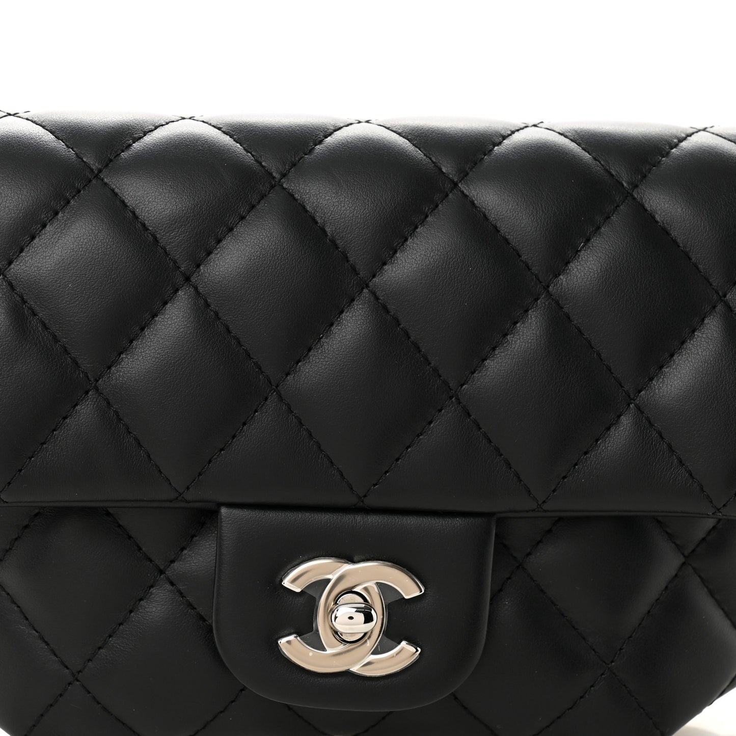 Calfskin Quilted CC Uniform Flap Belt Bag Black