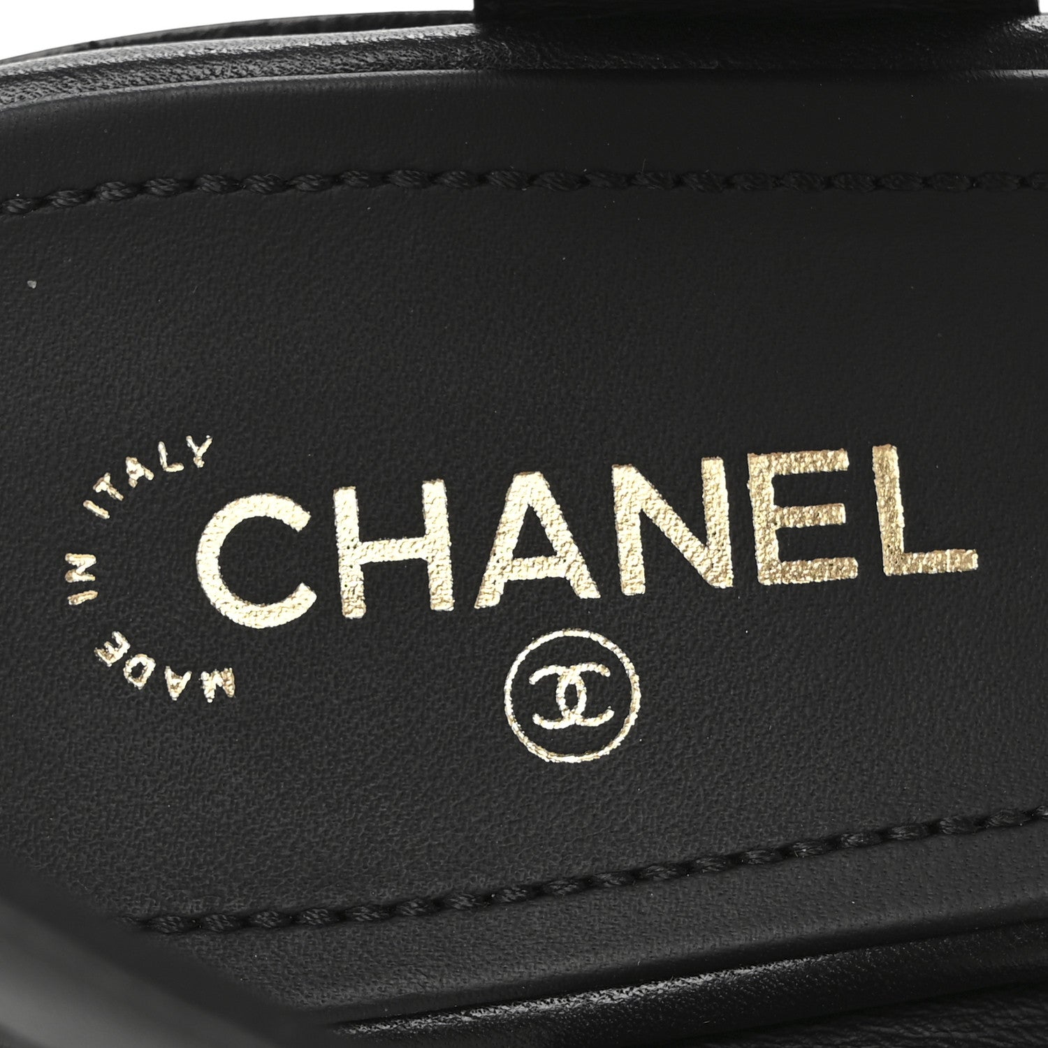 Chanel Calfskin CC Ankle Strap Sandals 40 Black 8 of 9