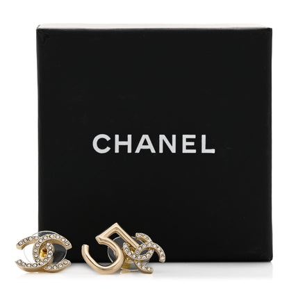 Chanel Crystal CC No 5 Earrings Gold 5 of 5