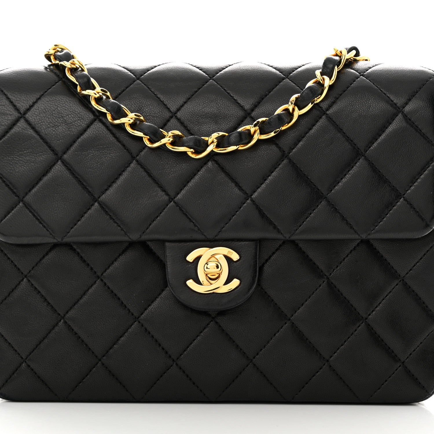Chanel Lambskin Quilted Mini Square Flap Bag Black 8 of 10
