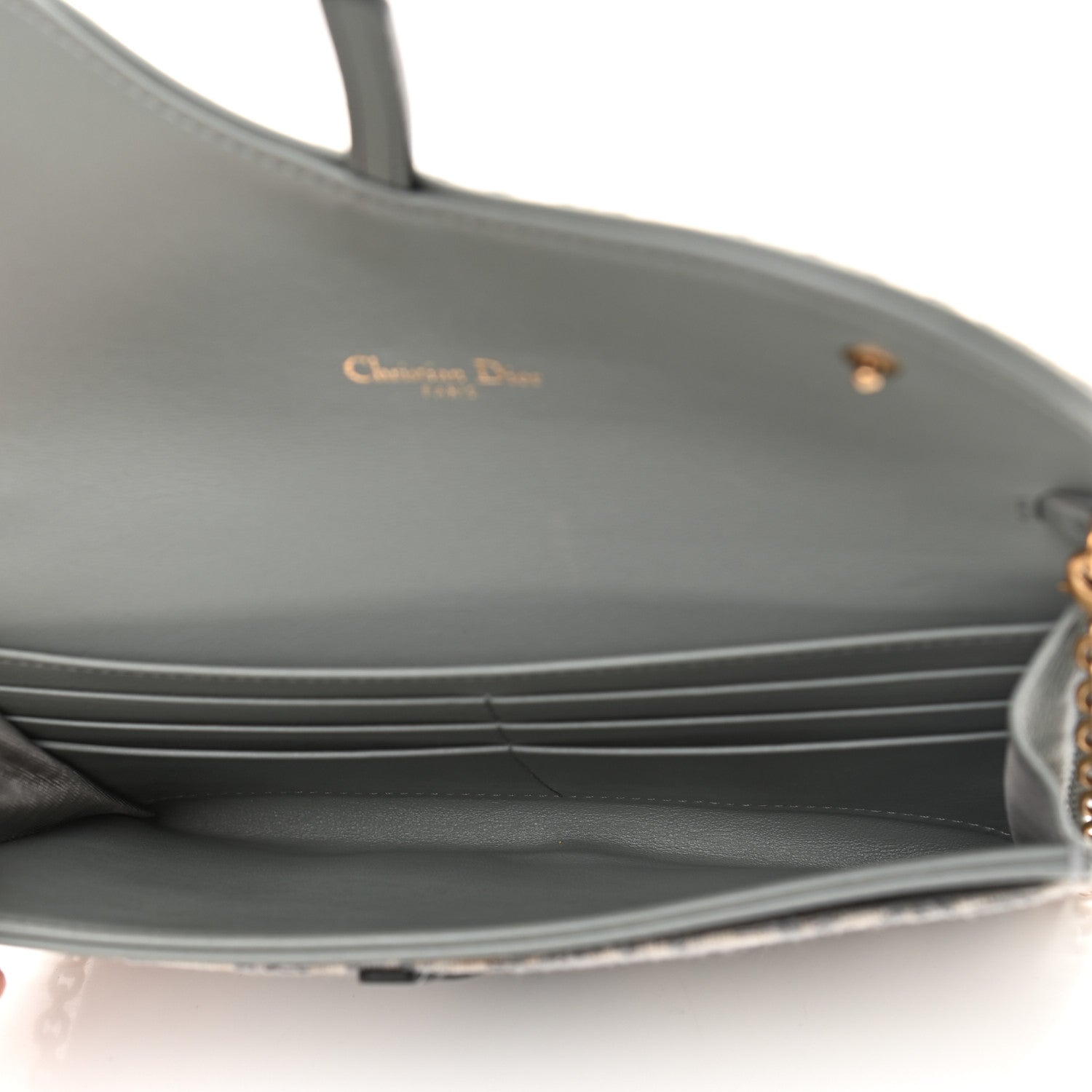 Christian Dior Oblique Saddle Chain Long Wallet Grey 5 of 10