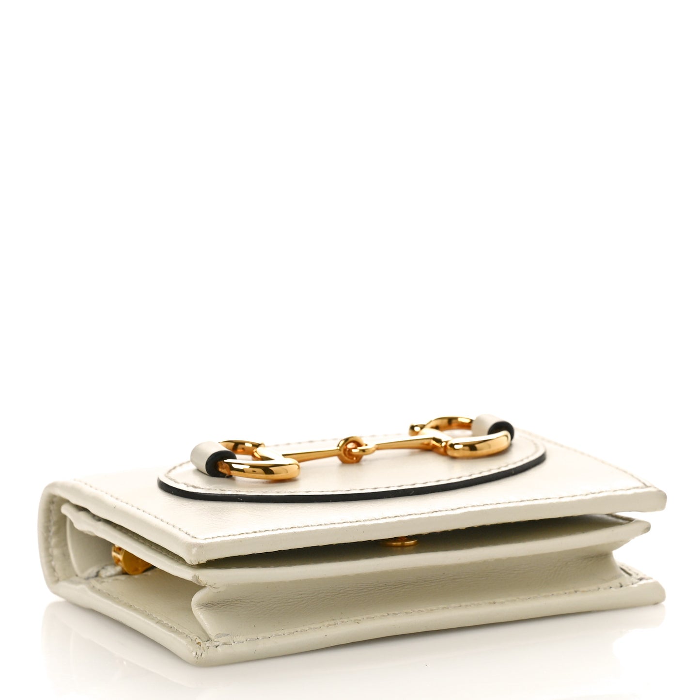 Boarded Plutone Calfskin Horsebit 1955 Card Case Wallet Mystic White