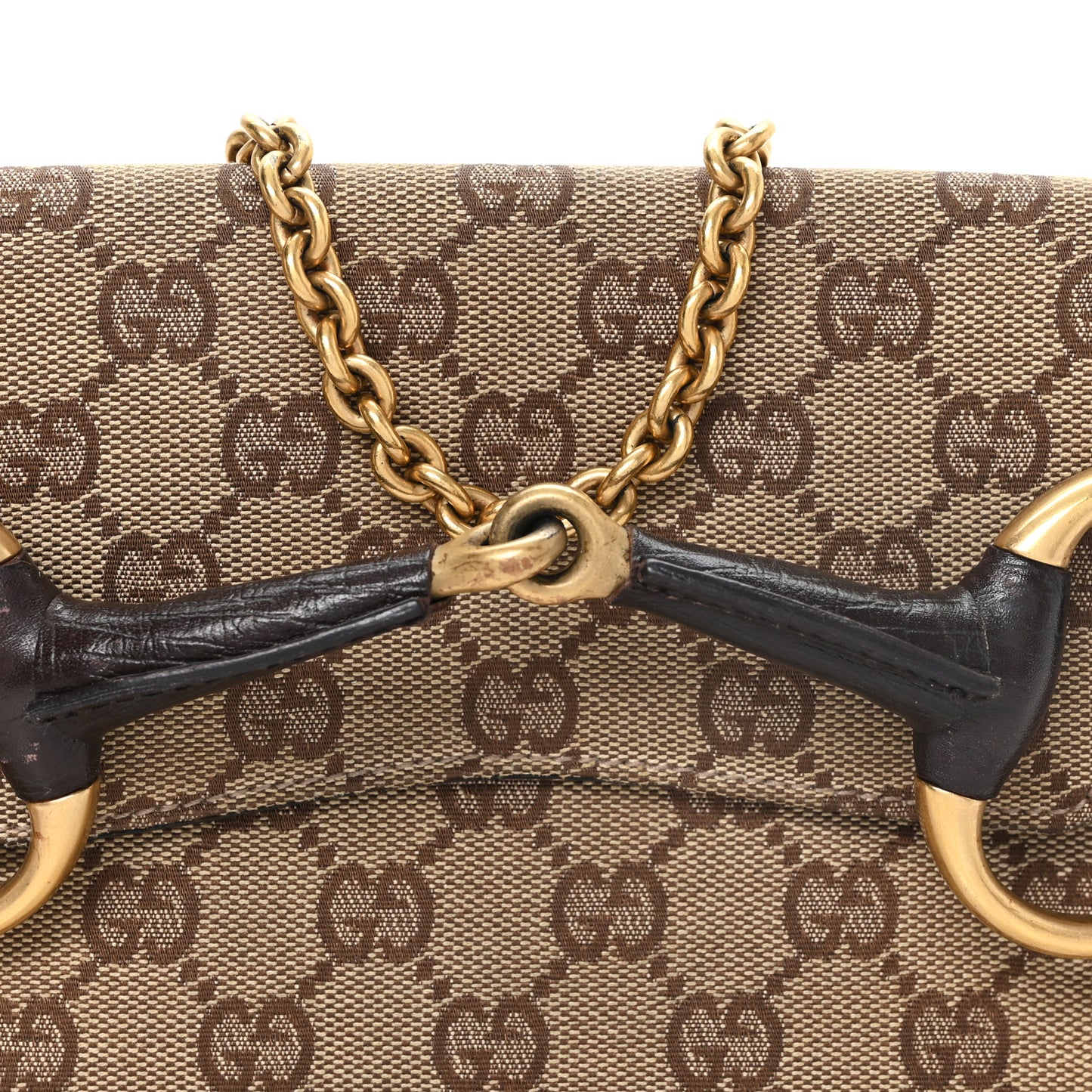 Monogram Horsebit Clutch Dark Brown