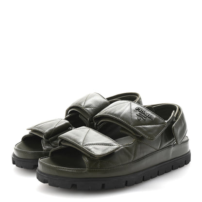 Prada Nappa Quilted Padded Slingback Sandals 35.5 Militare 4 of 9