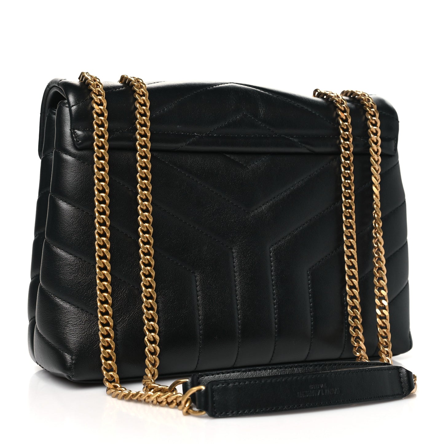 Calfskin Y Quilted Monogram Small Loulou Chain Satchel Black