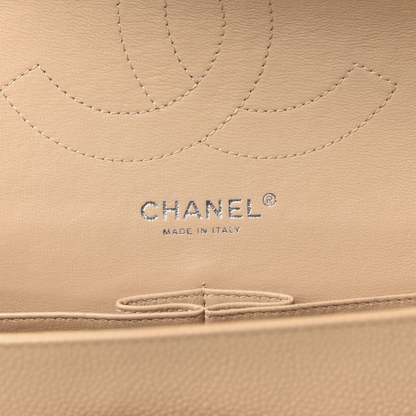 Caviar Quilted Jumbo Double Flap Beige