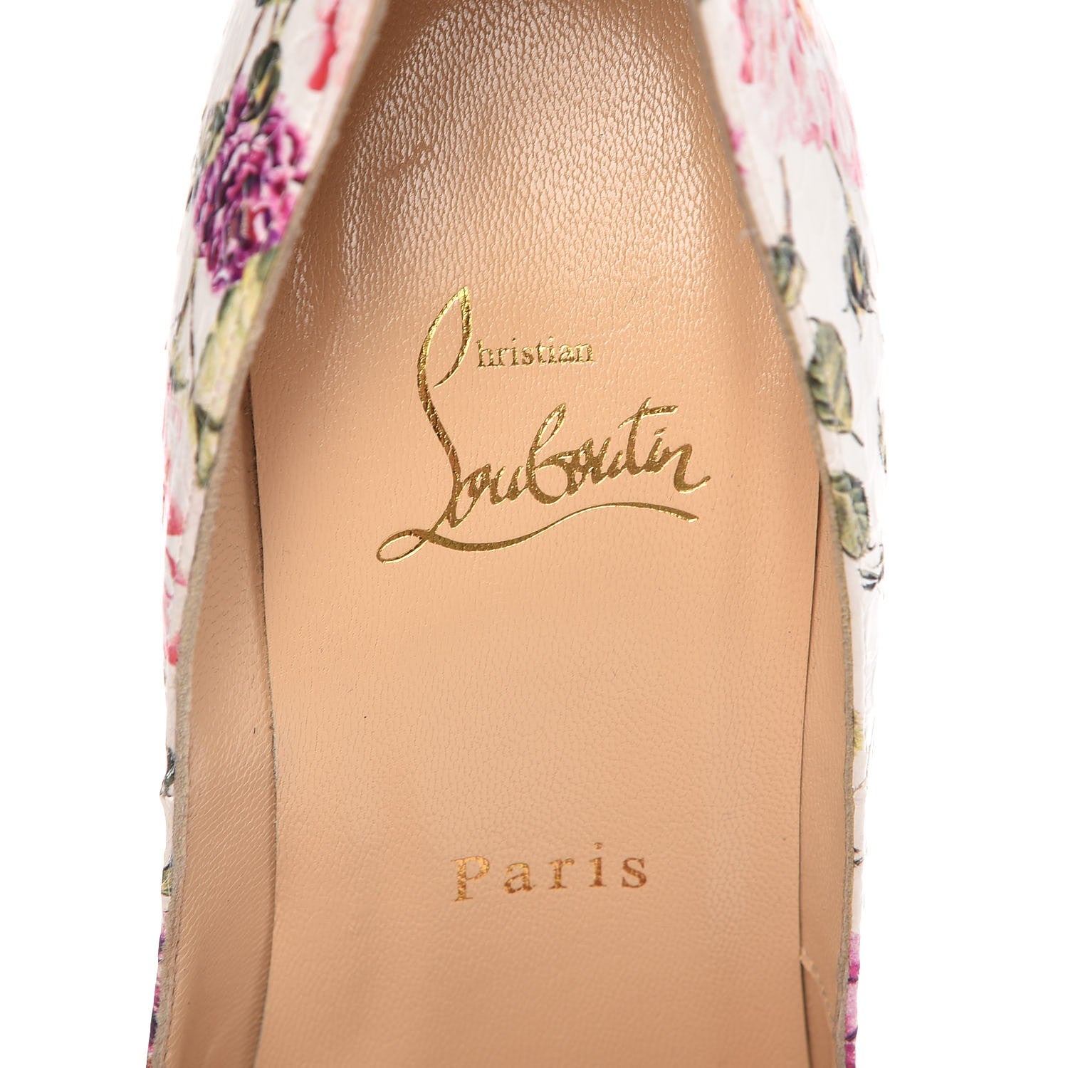 Christian Louboutin Watersnake Fiori Fetish Peep 150 Pumps 38.5 Latte Pompadour 7 of 8
